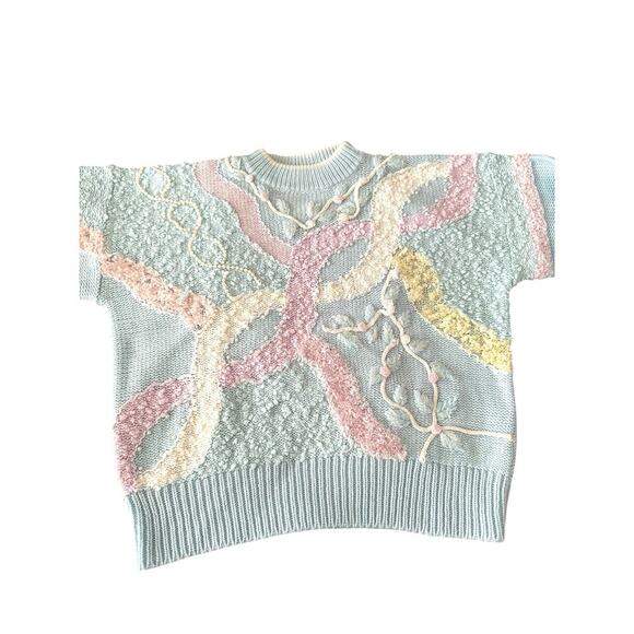 Vintage Jaclyn Smith Pastel Abstract Sweater Women’s Size M |  Knit 80s Style - Picture 13 of 14